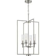 Progress Lighting Kellwyn 4 Light Foyer Pendant, Brushed Nickel Finish, Clear Glass Shades, 18 in, P500315-009