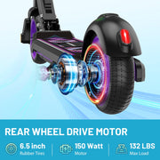 Hovermax H06C Foldable 150W Motor Max Speed 9.3 MPH Electric Scooter, Black & Purple