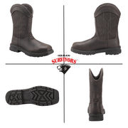 Herman Survivors Men's Granite Steel Toe Work Boots, Buffalo Leather and Air Mesh, Slip-On, Slip- and Oil-Resistant Rubber Outsole, Mid-Calf