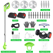 AOVOX Cordless Electric Weed Wacker w/2 4.0Ah Batteries, Brushless Weed Eater, 3-in-1 Grass Trimmer & Lawn Mower, Green