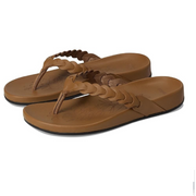OluKai 20531-3434 Lei Sandals for Ladies - Tan/Tan - 10M