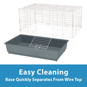 Kaytee My First Home Rabbit and Multiple Guinea Pig Starter Kit Habitat, Deep Plastic Base, Chewproof Latches, Grey, 42 x 18 x 20 in