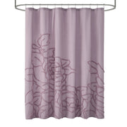 Beautiful by Drew Barrymore Rose Pink Botanical Branch Chenille Cotton Shower Curtain, 72 x 72 Inch