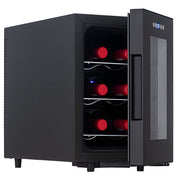 Iceblue 6 Bottle Wine Cooler with Digital Temperature Control, Portable Compact Beverage Refrigerator, Black Matte Finish, LS-6W