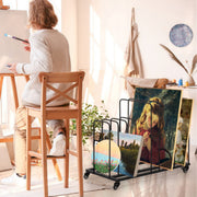 IAJXWI Large Art Canvas Storage Rack, Adjustable Slots, Metal, Black, 33.5 x 17.3 x 27 in, Y05M3092