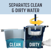 Casabella Easy Wring Rinse Spin Mop with 2-Bucket System, 100% Microfiber, Hexagonal Mop Head, Blue White, 87476830