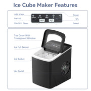 Kndko HZB-12B 9Pcs/6Mins, 2 Sizes of Bullet-Shaped with Scoop & Basket, Black - Material: ABS