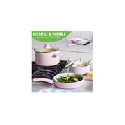 GreenLife Soft Grip 18 Piece Cookware Set, Pink