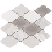 Daltile Raine Stratus White Blend Honed Marble Arabesque Mosaic Wall Tile, Natural Stone, 11 x 13 in, 7.38 sq ft per Carton, DA40BLDARABSQ1P