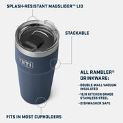 YETI Rambler 20 oz Stackable Insulated Tumbler, Stainless Steel, Vacuum Insulated with MagSlider Lid, Ridgeline