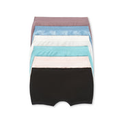 Joyspun Womens Seamless Boyshort Panties 6-Pack, Soft Stretchy Fabric, Full Coverage, Elastic Waistband, Assorted Colors, XS to 3XL, WDCJS26019