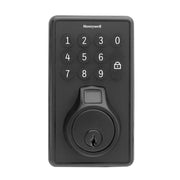 Honeywell 8733501 Electronic Biometric Deadbolt Lock with Touchpad Matte Black Finish