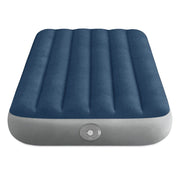 Intex Dura-Beam Prestige Downy Twin Air Mattress, 10in Thick, Plush Velvety Surface, Rechargeable Pump, Grey, 64187EP