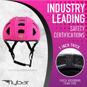 Flybar Kids Bike Helmet, Adjustable Dial Fit, Dual Certified Multi-Sport Protection, Pink, Small, FBYTH-P-SM