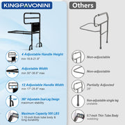KingPavonini Bed Safety Rail with 9-Level Adjustable Handles, Stainless Steel, Supports 400 lb, Includes Storage Bag