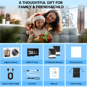 Froura 4K Digital Camera, 64MP, Dual Screens, 18X Digital Zoom, 64GB Card, 2 Rechargeable Batteries, Pink, Compact Travel Point and Shoot for Kids and Teens