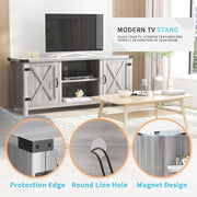 Homall Farmhouse TV Stand, Rustic Brown Wood, Barn Door Storage, Cable Management, Fits TVs up to 65 in