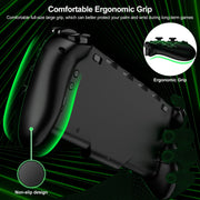 Daenfyy Switch Controller, One-Piece Joypad with Programmable Back Keys, Dual Motor Vibration, Illuminated Joysticks, Black, JC201