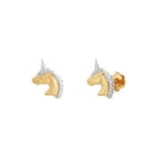 Brilliance Fine Jewelry Childrens 10K Yellow Gold with Rhodium Unicorn Earrings - Material Metal