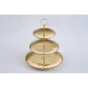 Pampa Bay Monaco 3 Tier Stand, High-Fired Porcelain, Glossy Gold-Tone Titanium Finish, Dishwasher Safe