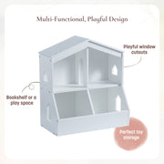 Little Seeds Trellis Storage Cubby Bookcase, Montessori-Inspired House-Shaped Design, Durable Engineered Wood, Deep Blue, 20.6in x 11.25in x 22.75in, TF018DBP