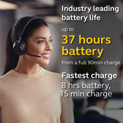 Jabra Evolve2 65 USB-C Wireless Headset, Stereo, Black, 37-Hour Battery Life, Passive Noise Cancellation, Microsoft Teams Certified