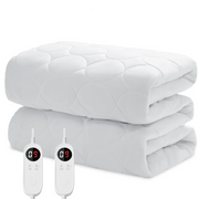 JUSTLET Heated Mattress Pad Queen Size with Dual Control 9 Heated Settings, Zone Heating Electric Mattress Pad, Auto Shut Off 1-9 Hours, Machine Washable, White