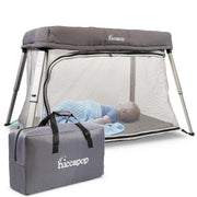 Hiccapop TravelPod Portable Crib Playard, Lightweight Foldable Travel Crib for Baby and Toddlers with Zippered Door, Waterproof Base, Carry Bag, HPR-TPOD