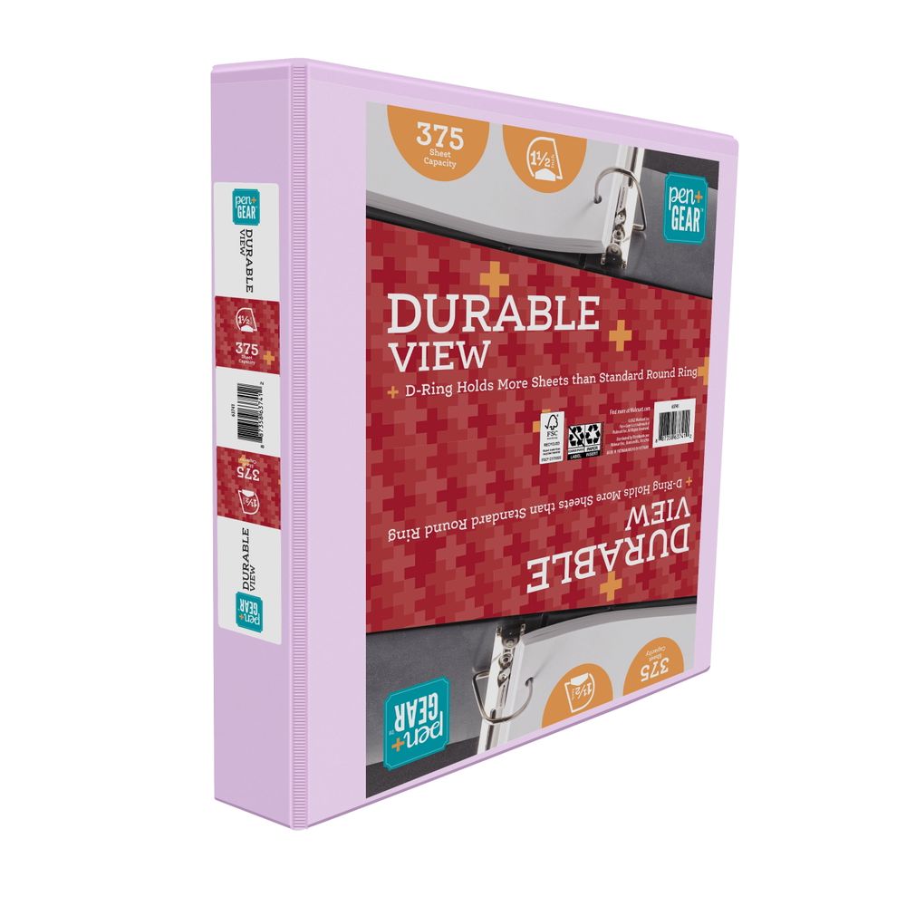 Pen & Gear 63691 Durable View Binder, 1.5-Inch Slanted D-Rings, Lilac ...