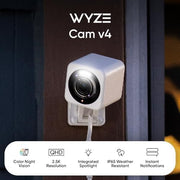 Wyze Wyzec4 Cam v4, 2.5K HD WiFi Smart Home Indoor/Outdoor Security Camera, Black