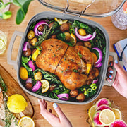 Beautiful 5 in 1 Electric Skillet, Expandable to 7 Qt, Porcini Taupe, EverGood Ceramic Nonstick, 1500W, Glass Lid