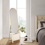 CONCETTA WMCON-MI-GZ-2164 Arched Full Length Floor Mirror, Gold Aluminum Frame, 59in x 16in