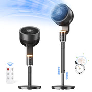 TASKBAY Pedestal Fan for Bedroom Air Circulator, 12 Speeds, 120 Horizontal and 90 Vertical Oscillation, Adjustable Height, Remote Control, RGB Ambient Light, 12-Hour Timer, Black, PF006
