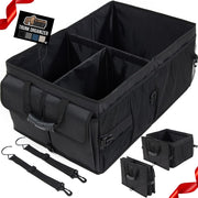 Gorilla Grip Trunk Storage Organizer, Large Capacity Collapsible Container, Water and Tear Resistant, Black
