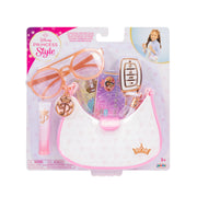 Disney Princess Style Collection Trendsetter Shoulder Purse, Pink, Includes Six Pretend Play Accessories, 9 in