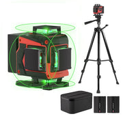 Revvstark MW16 Laser Level with Tripod, 4x360 Green Beams, Self-Leveling, Remote Control, Rechargeable Battery, Adjustable Brightness