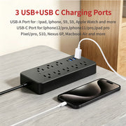 Stock EL-08 Preferred Surge Protector Power Strip, 8 AC Outlets, 4 USB Ports Including USB-C, 1700J Surge Protection, 4-Foot Extension Cord with Flat Plug, White
