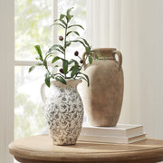 VCNY Home Ceramic Vase, 12 in Taupe Handled, Tapered Silhouette, Farmhouse Style, SOL-VAS-12IN-WD-TAUPE
