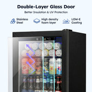 Simzlife Beverage Refrigerator, 68 Can Capacity, 1.9 Cu.ft Cooler with Reversible Glass Door, Removable Chrome Shelves, Digital Temperature Control, Black, JC-48UEL-F
