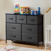 Yangming 7 Drawer Fabric Dresser - Versatile Storage Solution for Bedroom, Closet, and Nursery with Wooden Top for TVs up to 45 Inches