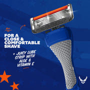 Dollar Shave Club 95240707 Air Force Branch Shaving Set with Textured Diamond Grip Handle, Pivoting Head, 2 Signature 6 Blade Razors