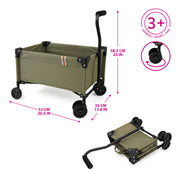 509 Little Wagon Folding Pull-Along Cart with Adjustable Handle, Durable Canvas-Metal Frame, Khaki