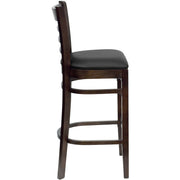 Asstd National Brand Hercules Series Finished Ladder Back Wooden Restaurant Barstool - BLACK WALNUT ONE SIZE