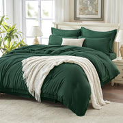 Andency 7 Pieces Oversized King Comforter Set Wheat 120x 98, Boho Tassel Bed in a Bag All Season Soft Fluffy Bed Sets