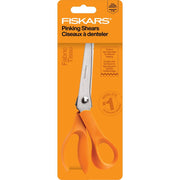 Fiskars 8-Inch Pinking Shears with Pointed Tip, Precision-Ground Stainless Steel Blades, Ergonomic Orange Handle