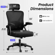 Coolhut KD-918-H-Black Office Chair Ergonomic Desk Chair Headrest Desk Chair Office Chair, Black