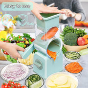 FANGNISN Rotary Cheese Grater, Hand Crank Multi-Purpose Vegetable Shredder with 3 Replaceable Stainless Steel Blades, Green