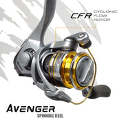 Okuma Avenger ABF Spinning Reel, 6BB+1RB Bearings, 4.5:1 Gear Ratio, Corrosion-Resistant Graphite, Multi-Color, ABF-8000-CL