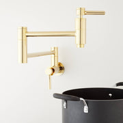 Contemporary Retractable Wall Mount Pot Filler -Polished Brass-LEAD FREE-PVD