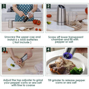 Kibhous PepperGrinde22 Electric Salt & Pepper Grinder 2 Piece Set